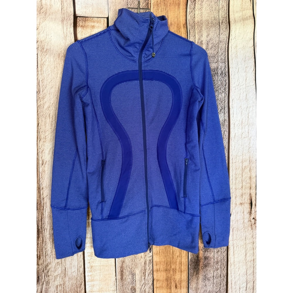 Lululemon In Stride Jacket Tonka Stripe Pigment Blue Athleisure Yoga Size 4